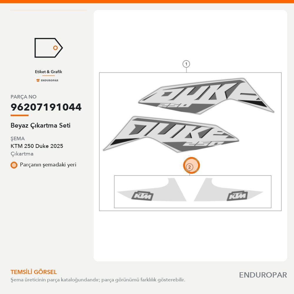Beyaz Çıkartma Seti 96207191044 parça şeması