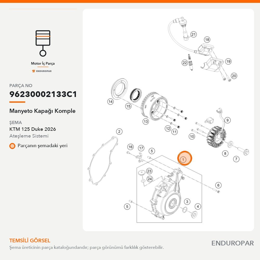 Manyeto Kapağı Komple 96230002133C1 parça şeması