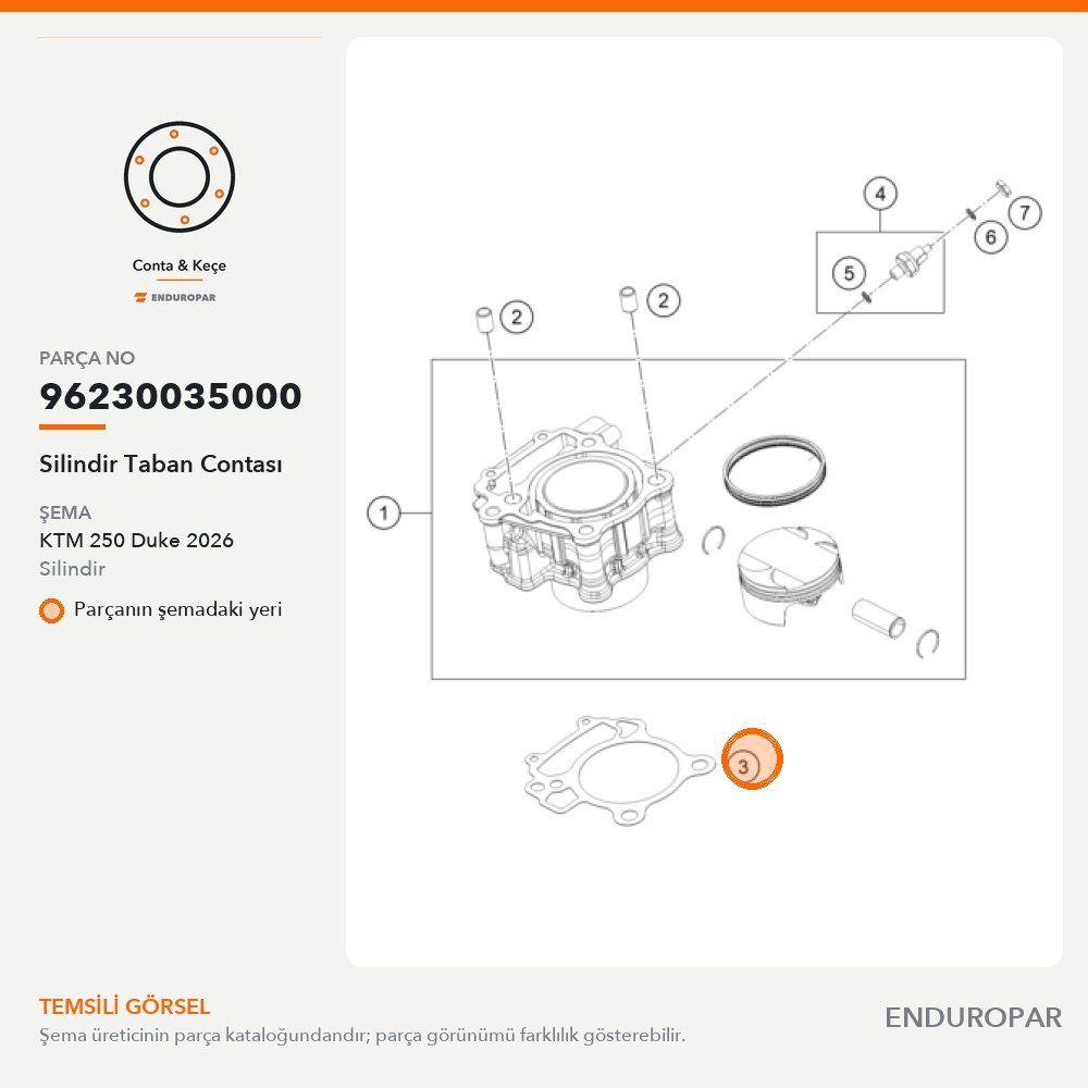 Silindir Taban Contası 96230035000 parça şeması