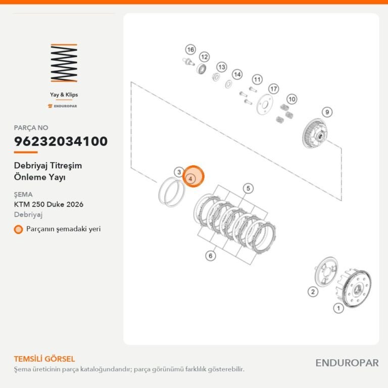 Debriyaj Titreşim Önleme Yayı 96232034100 parça şeması