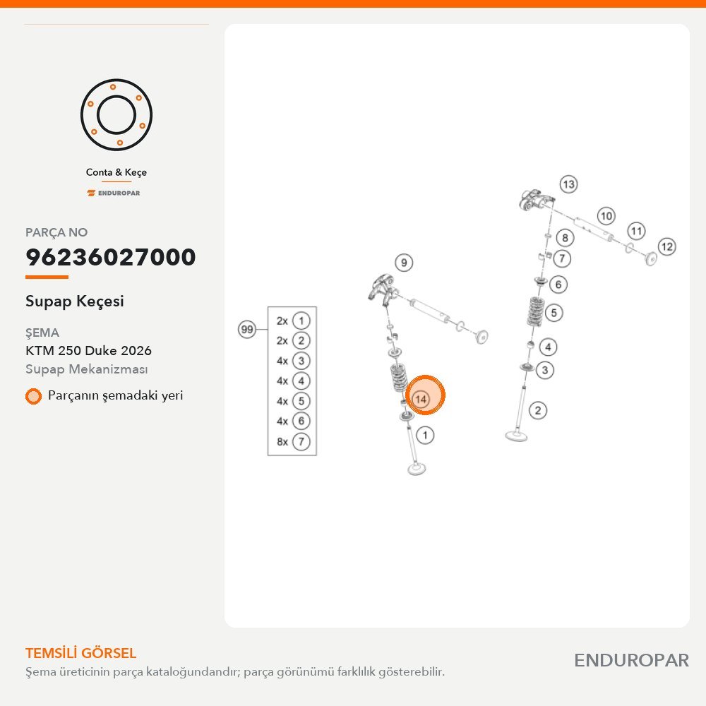 Supap Keçesi 96236027000 parça şeması