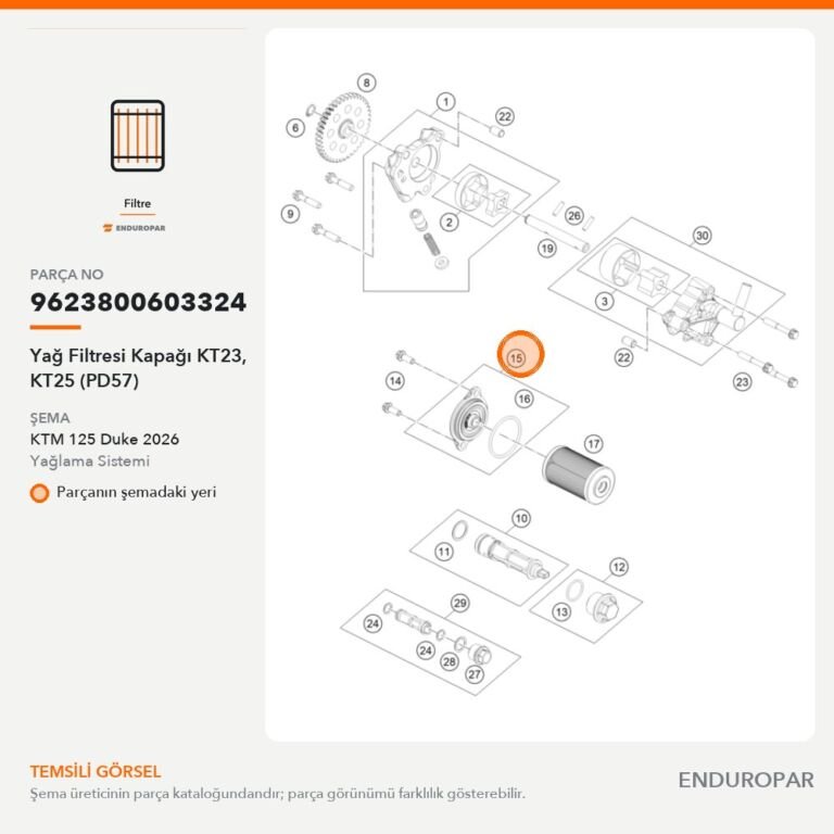Yağ Filtresi Kapağı KT23, KT25 (PD57) 9623800603324 parça şeması