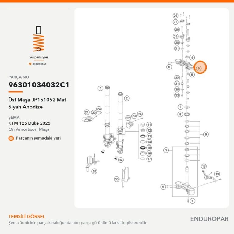 Üst Maşa JP151052 Mat Siyah Anodize 96301034032C1 parça şeması