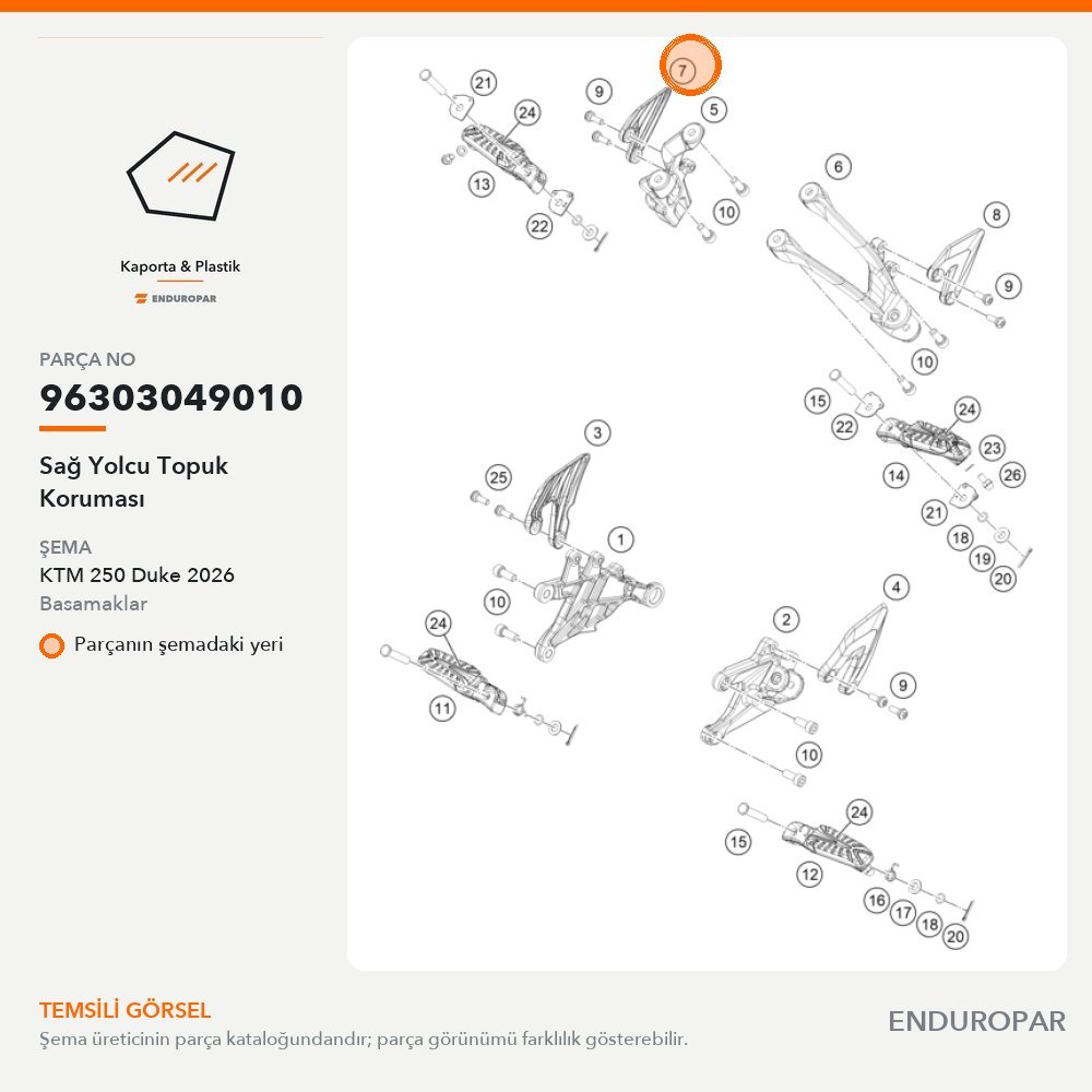 Sağ Yolcu Topuk Koruması 96303049010 parça şeması