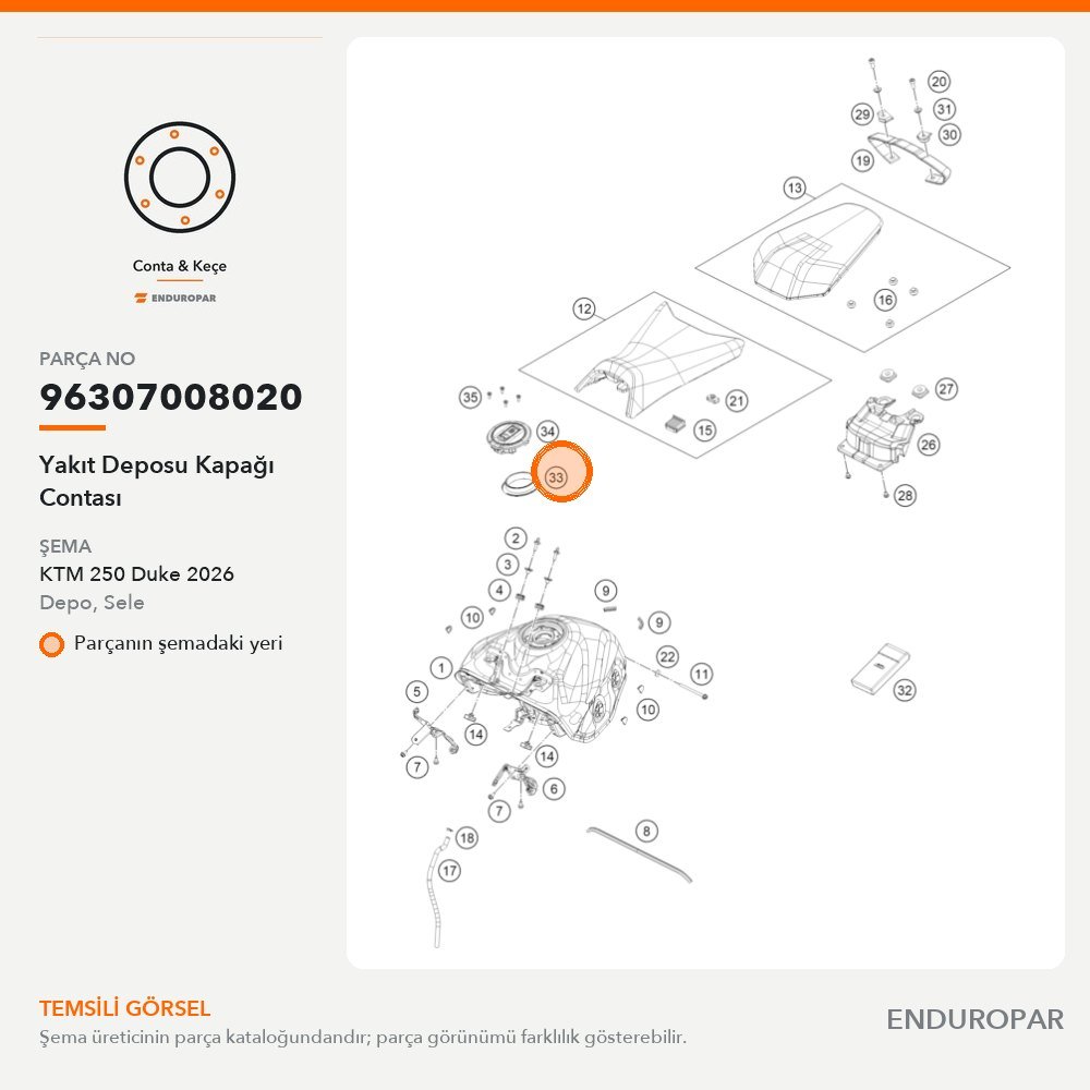 Yakıt Deposu Kapağı Contası 96307008020 parça şeması