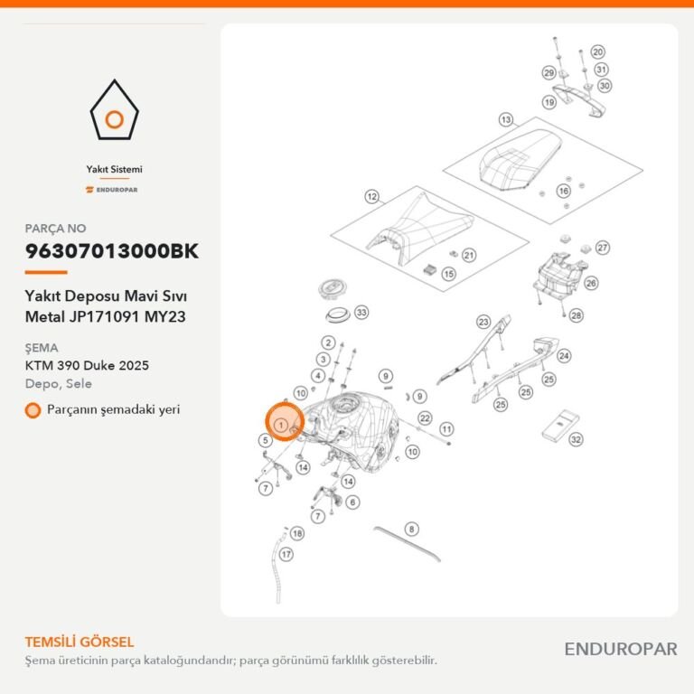 Yakıt Deposu Mavi Sıvı Metal JP171091 MY23 96307013000BK parça şeması