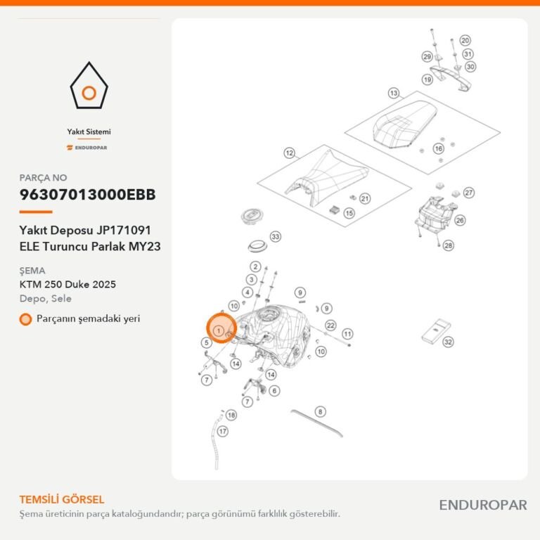 Yakıt Deposu JP171091 ELE Turuncu Parlak MY23 96307013000EBB parça şeması