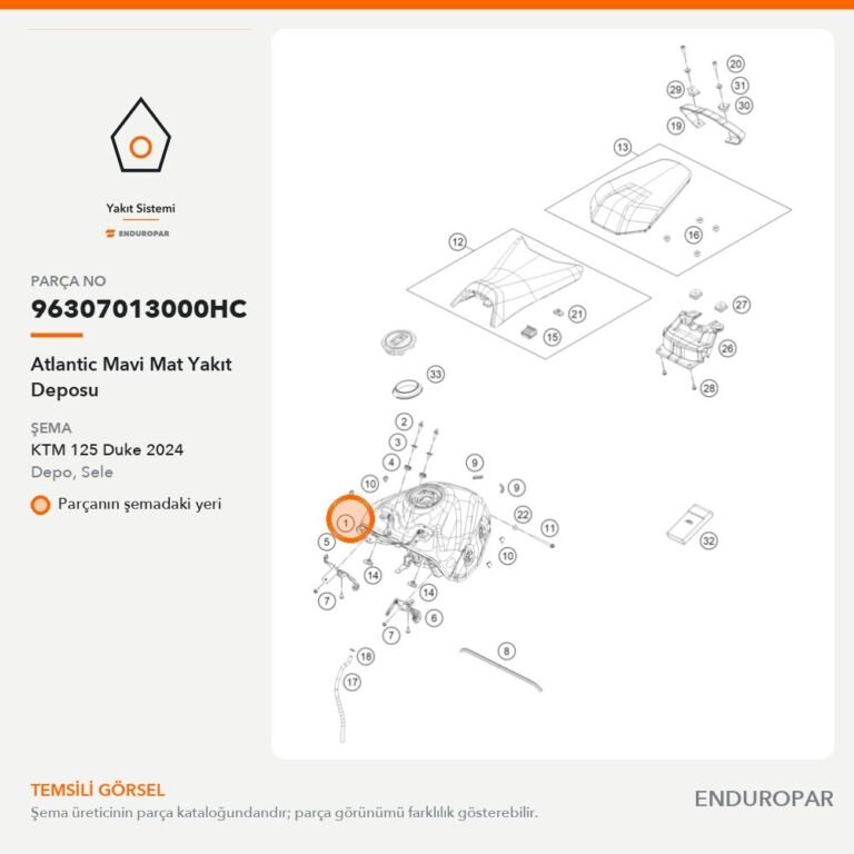 Atlantic Mavi Mat Yakıt Deposu 96307013000HC parça şeması