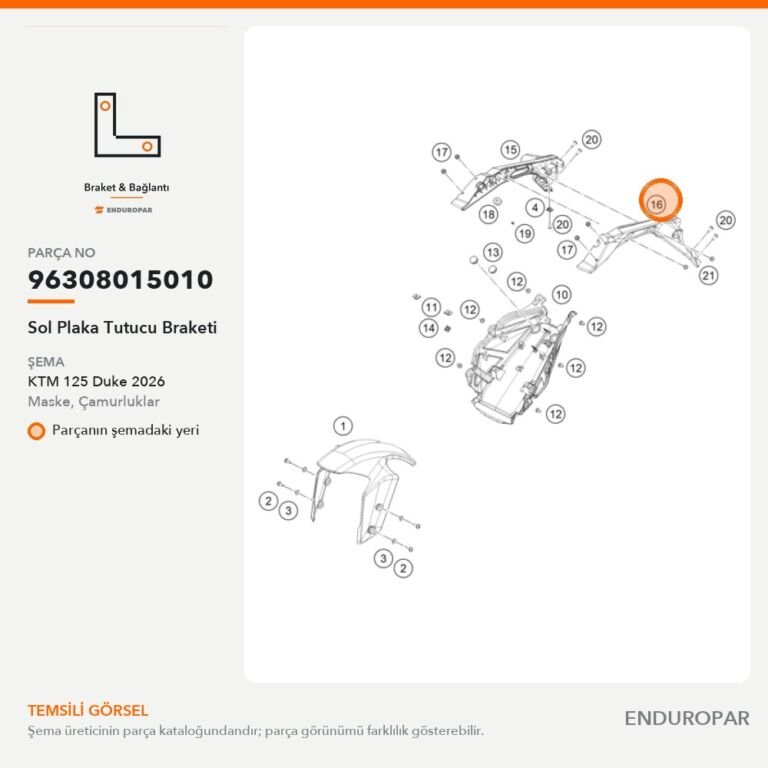 Sol Plaka Tutucu Braketi 96308015010 parça şeması