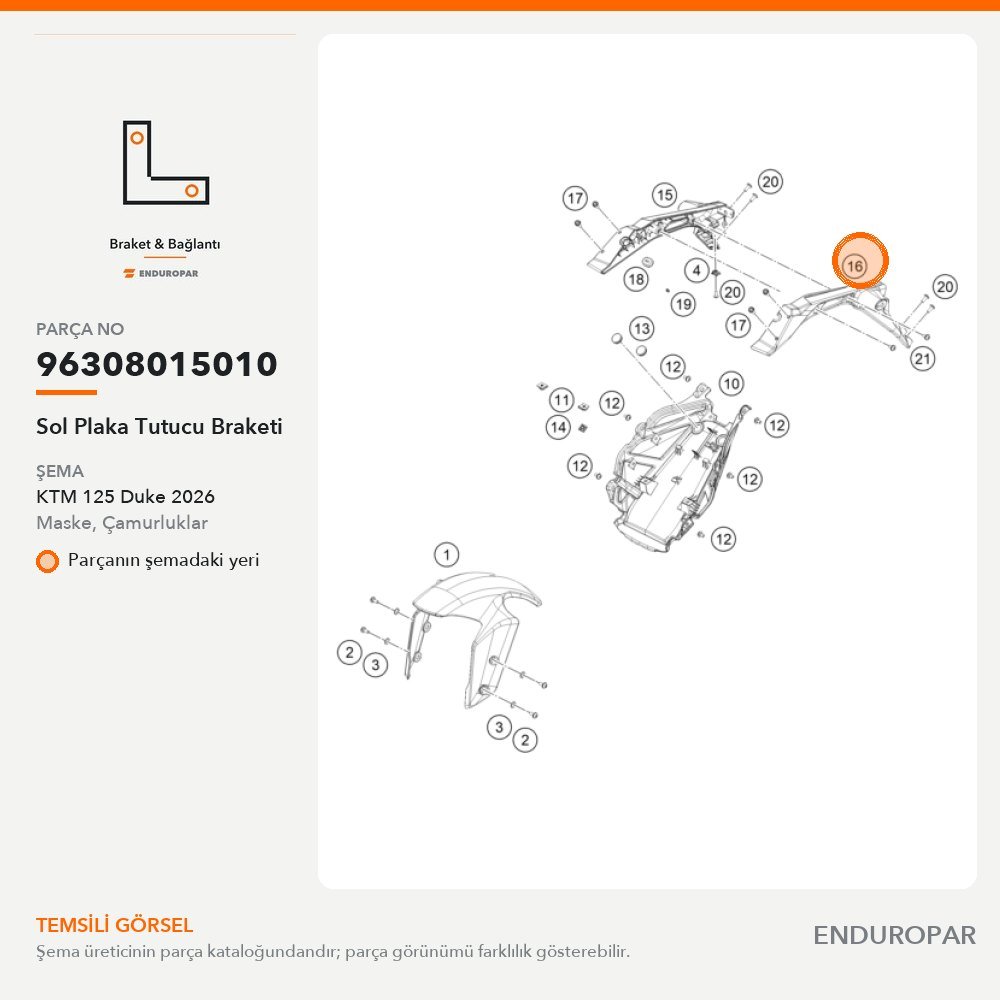 Sol Plaka Tutucu Braketi 96308015010 parça şeması