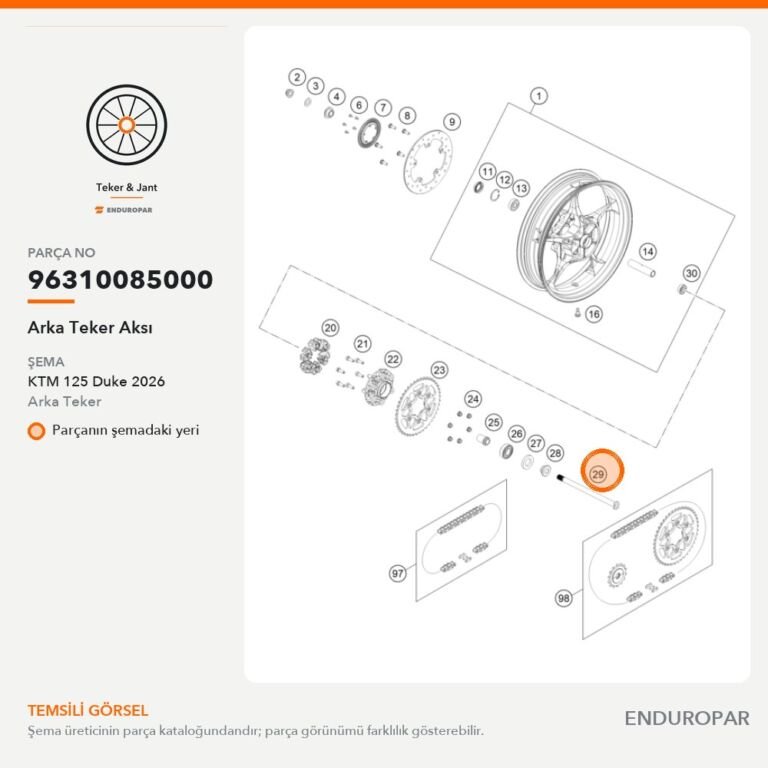 Arka Teker Aksı 96310085000 parça şeması
