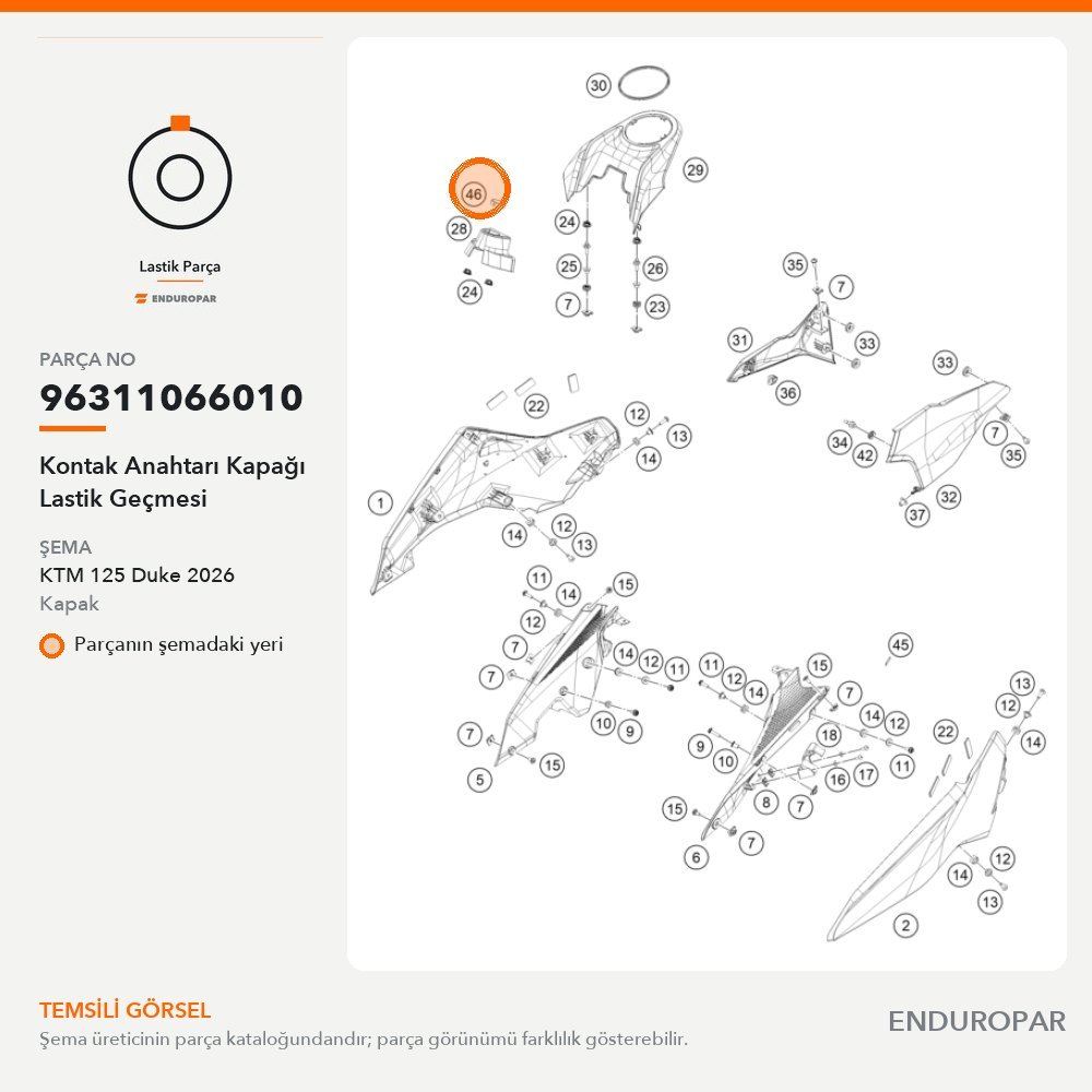 Kontak Anahtarı Kapağı Lastik Geçmesi 96311066010 parça şeması