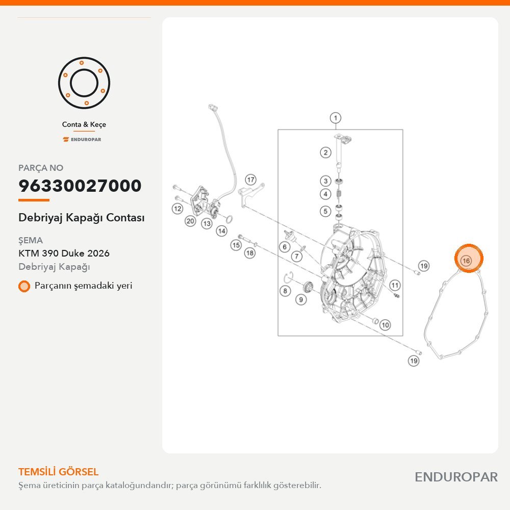 Debriyaj Kapağı Contası 96330027000 parça şeması