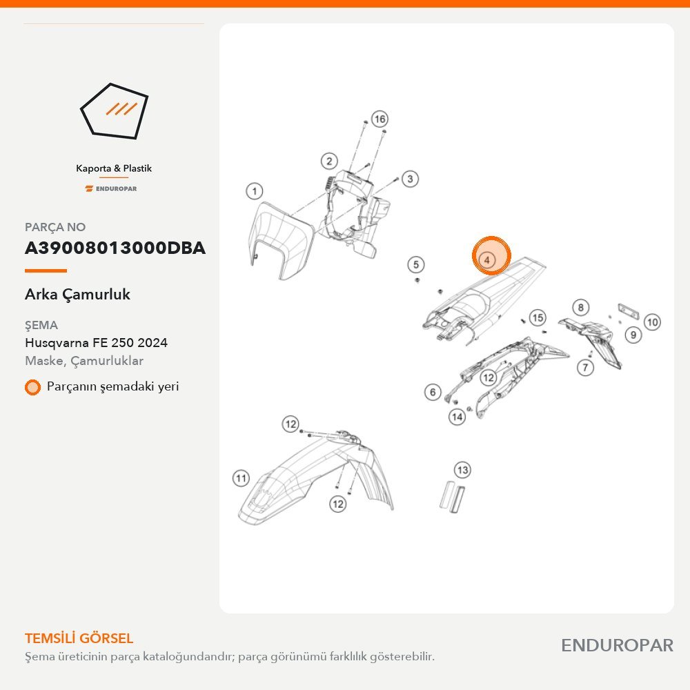 Arka Çamurluk A39008013000DBA parça şeması