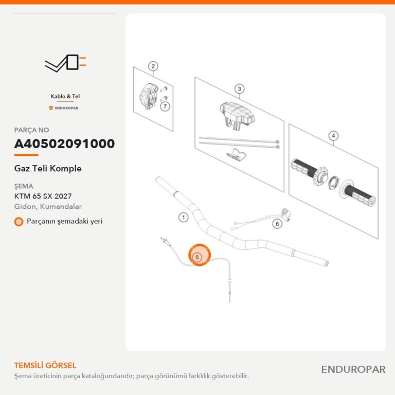 Gaz Teli Komple A40502091000 parça şeması