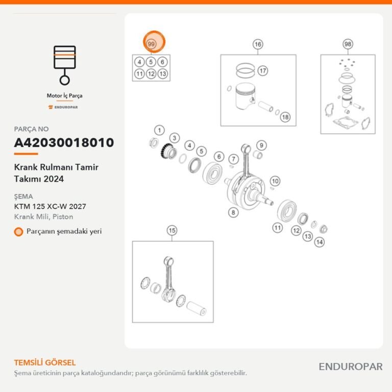 Krank Rulmanı Tamir Takımı 2024 A42030018010 parça şeması