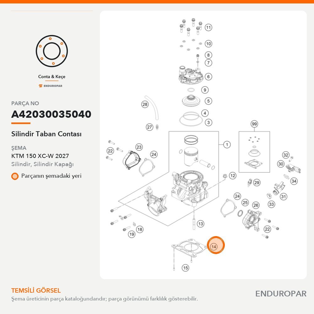 Silindir Taban Contası A42030035040 parça şeması