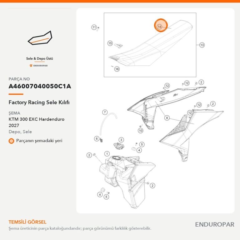Factory Racing Sele Kılıfı A46007040050C1A parça şeması