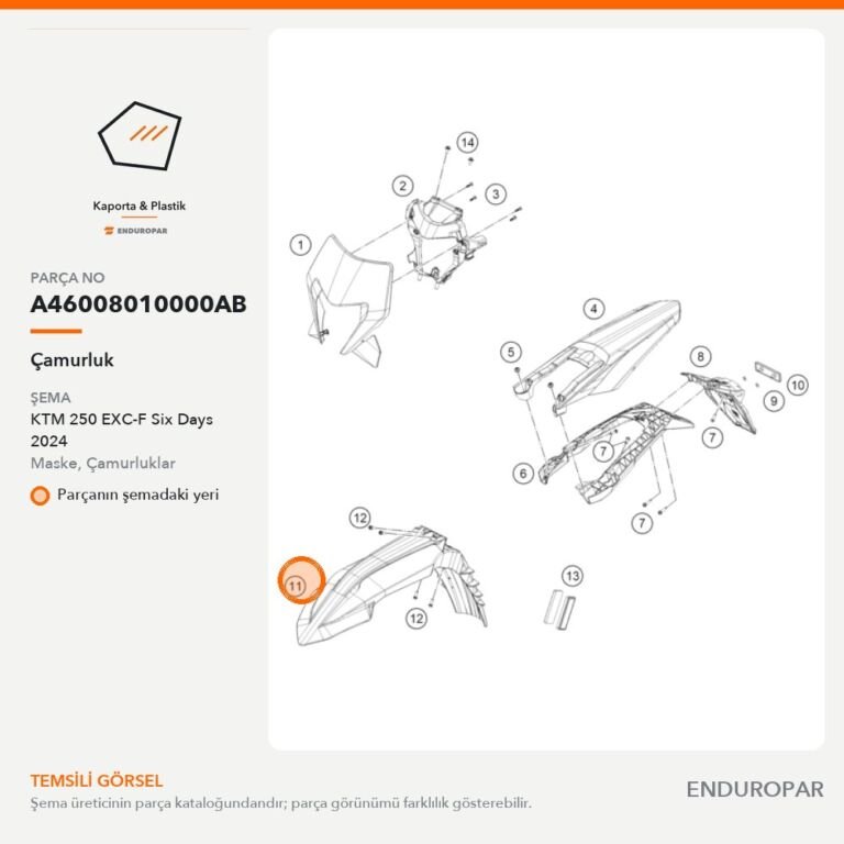 Çamurluk A46008010000AB parça şeması