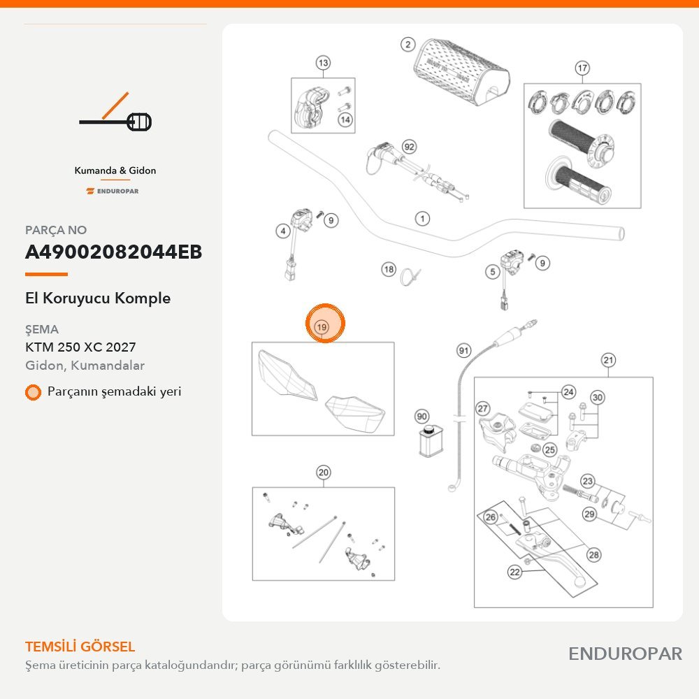 El Koruyucu Komple A49002082044EB parça şeması