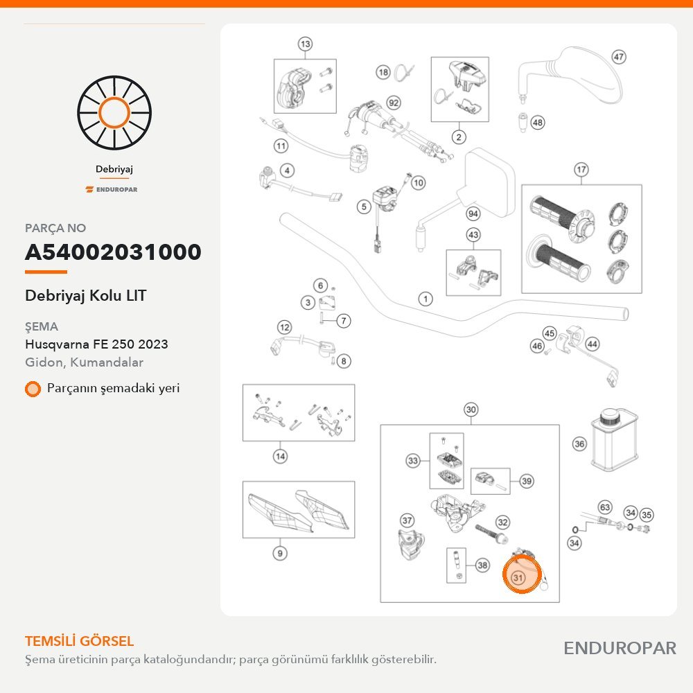 Debriyaj Kolu LIT A54002031000 parça şeması