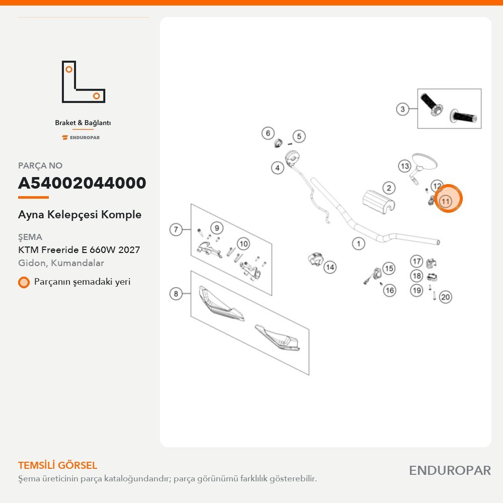 Ayna Kelepçesi Komple A54002044000 parça şeması