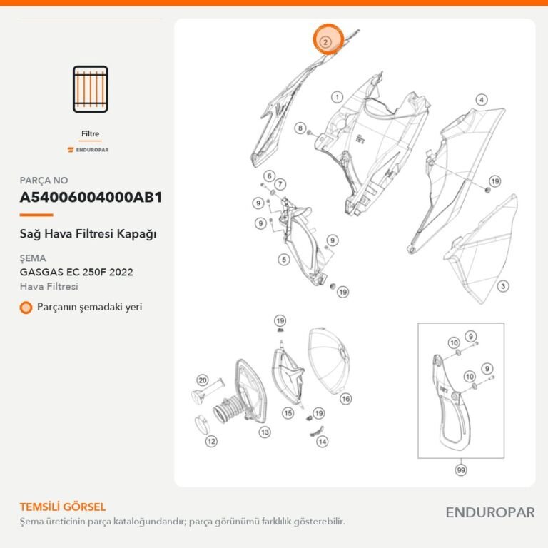 Sağ Hava Filtresi Kapağı A54006004000AB1 parça şeması
