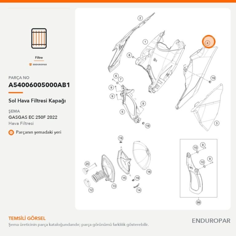 Sol Hava Filtresi Kapağı A54006005000AB1 parça şeması