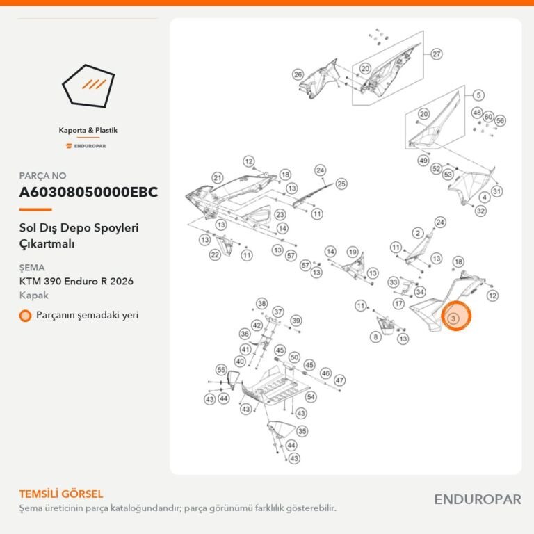 Sol Dış Depo Spoyleri Çıkartmalı A60308050000EBC parça şeması
