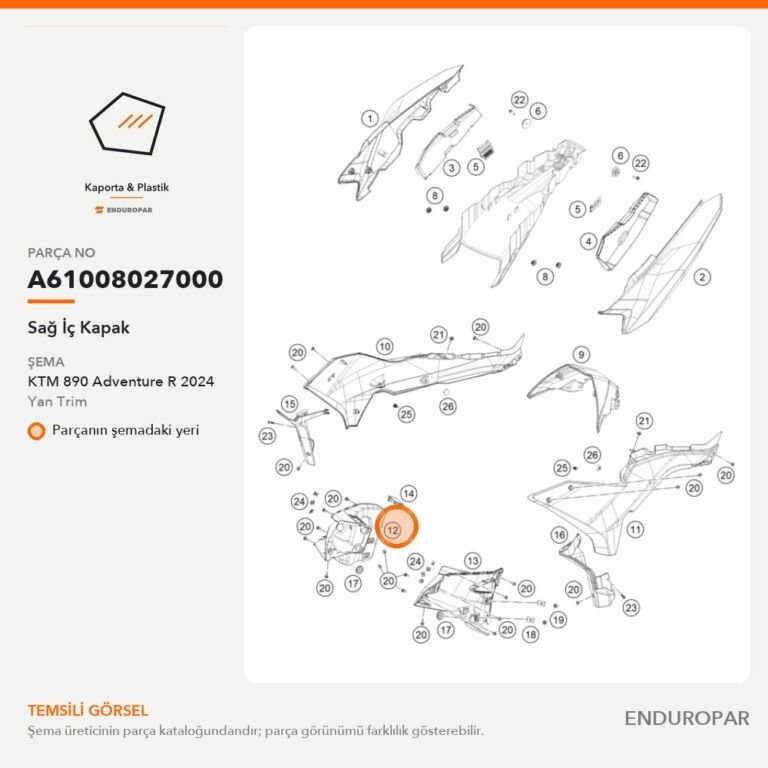 Sağ İç Kapak A61008027000 parça şeması