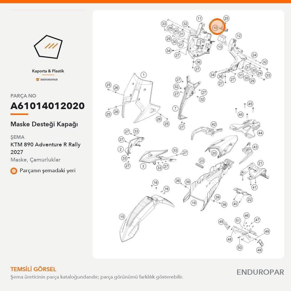 Maske Desteği Kapağı A61014012020 parça şeması