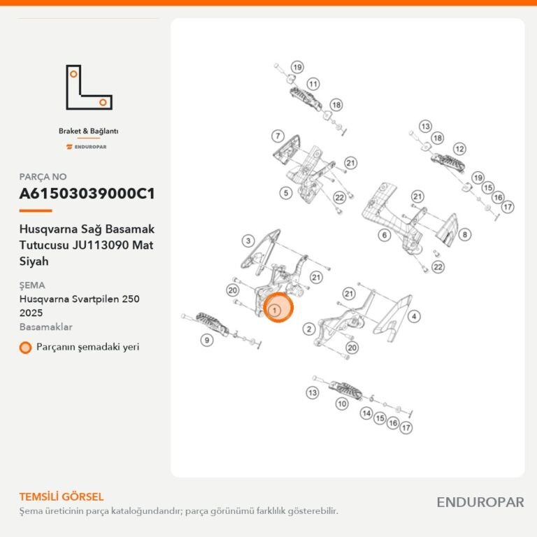Husqvarna Sağ Basamak Tutucusu JU113090 Mat Siyah A61503039000C1 parça şeması