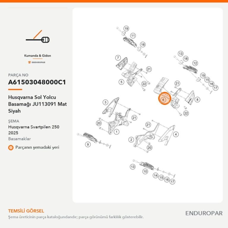 Husqvarna Sol Yolcu Basamağı JU113091 Mat Siyah A61503048000C1 parça şeması