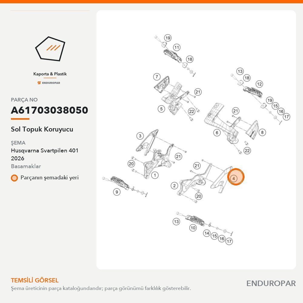 Sol Topuk Koruyucu A61703038050 parça şeması