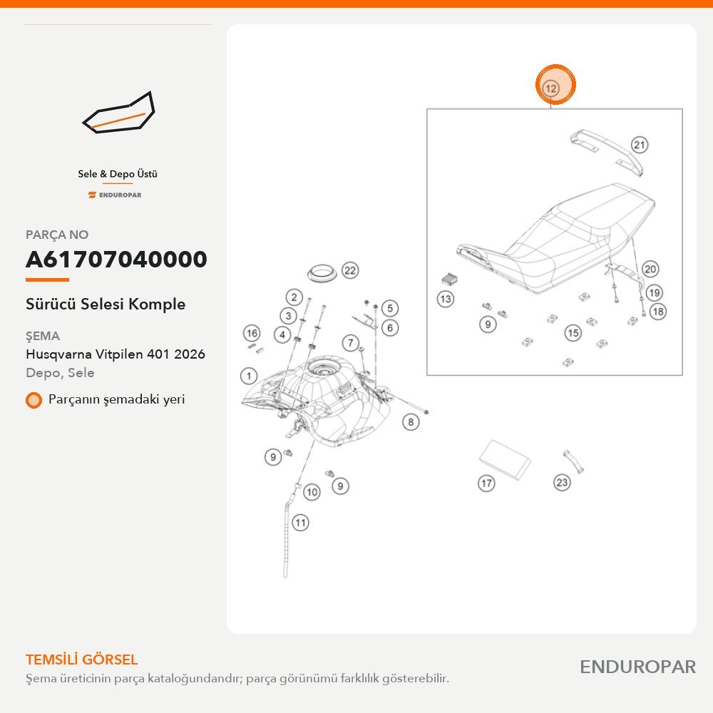 Sürücü Selesi Komple A61707040000 parça şeması