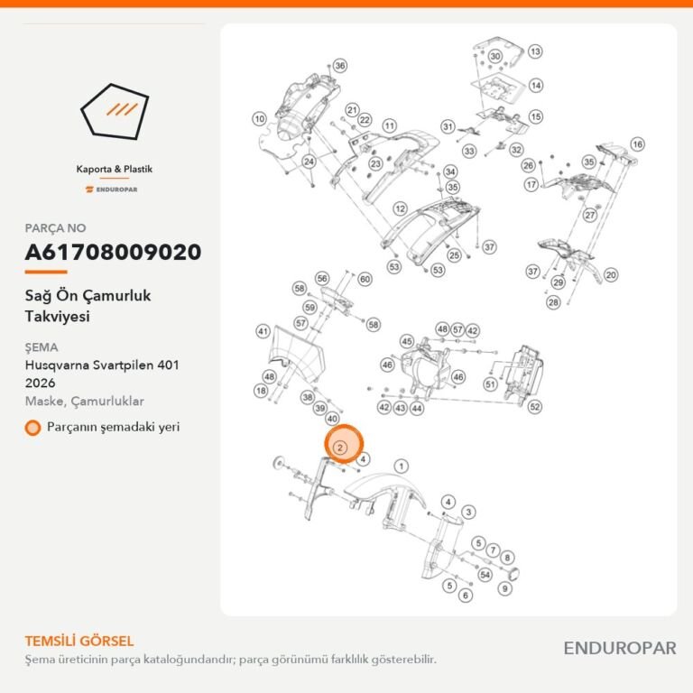 Sağ Ön Çamurluk Takviyesi A61708009020 parça şeması