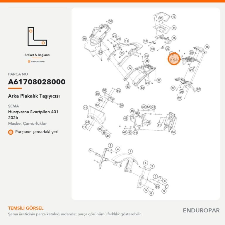 Arka Plakalık Taşıyıcısı A61708028000 parça şeması