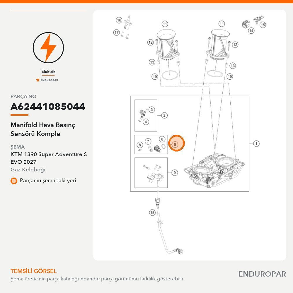 Manifold Hava Basınç Sensörü Komple A62441085044 parça şeması