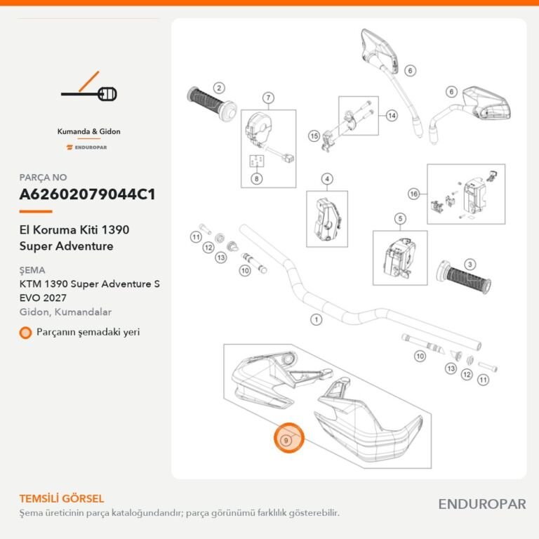 El Koruma Kiti 1390 Super Adventure A62602079044C1 parça şeması