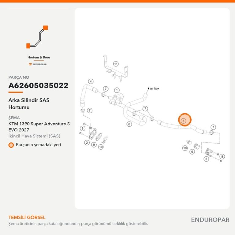 Arka Silindir SAS Hortumu A62605035022 parça şeması