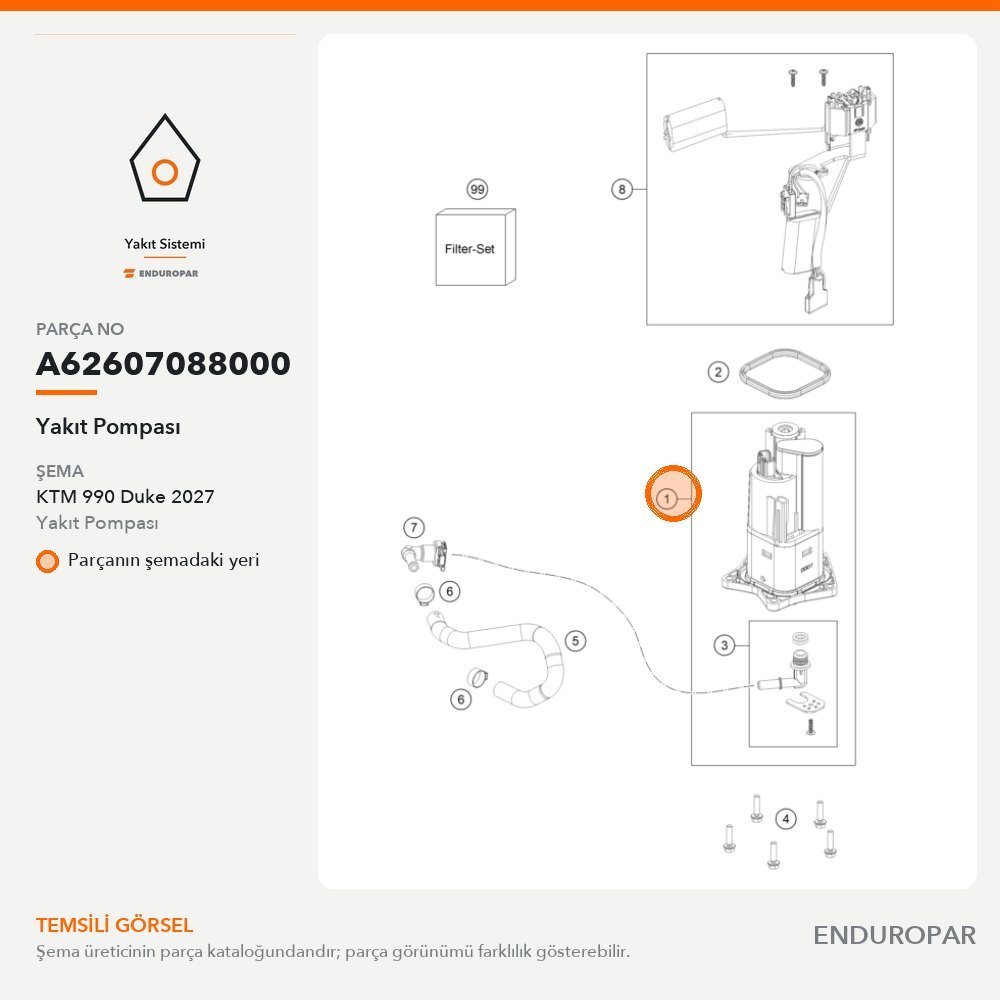 Yakıt Pompası A62607088000 parça şeması
