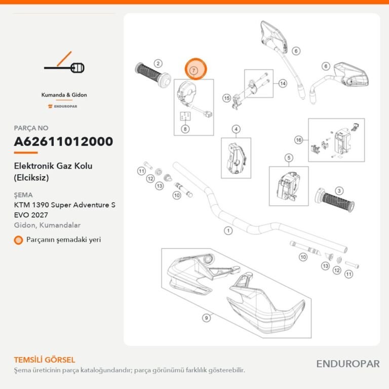 Elektronik Gaz Kolu (Elciksiz) A62611012000 parça şeması