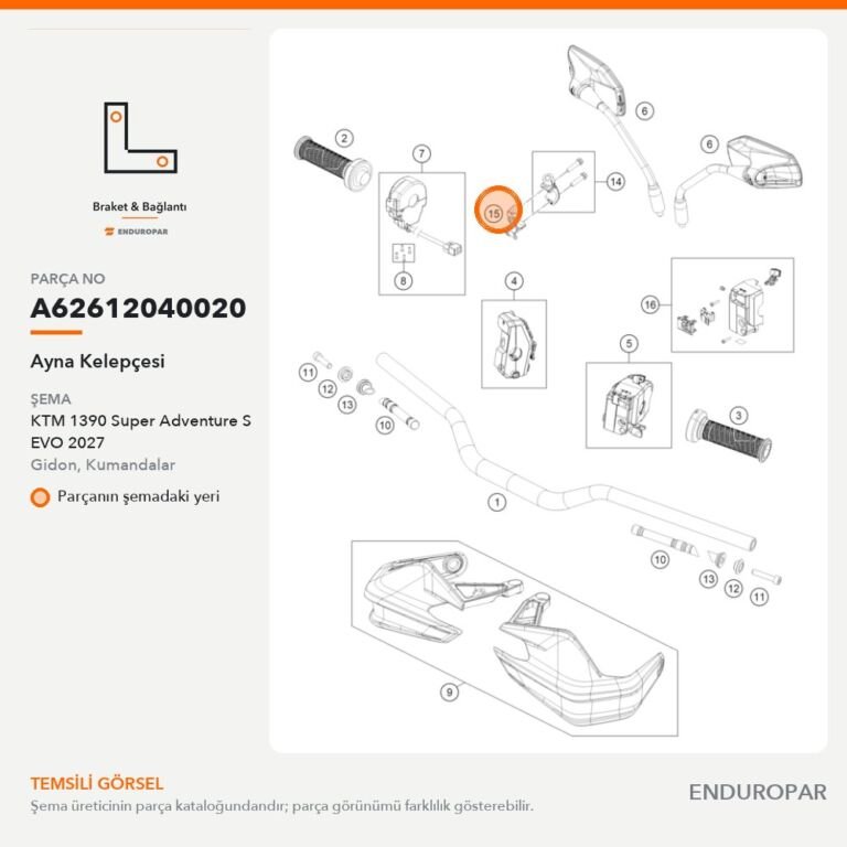 Ayna Kelepçesi A62612040020 parça şeması