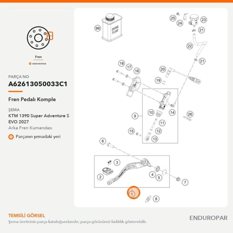 Fren Pedalı Komple A62613050033C1 parça şeması