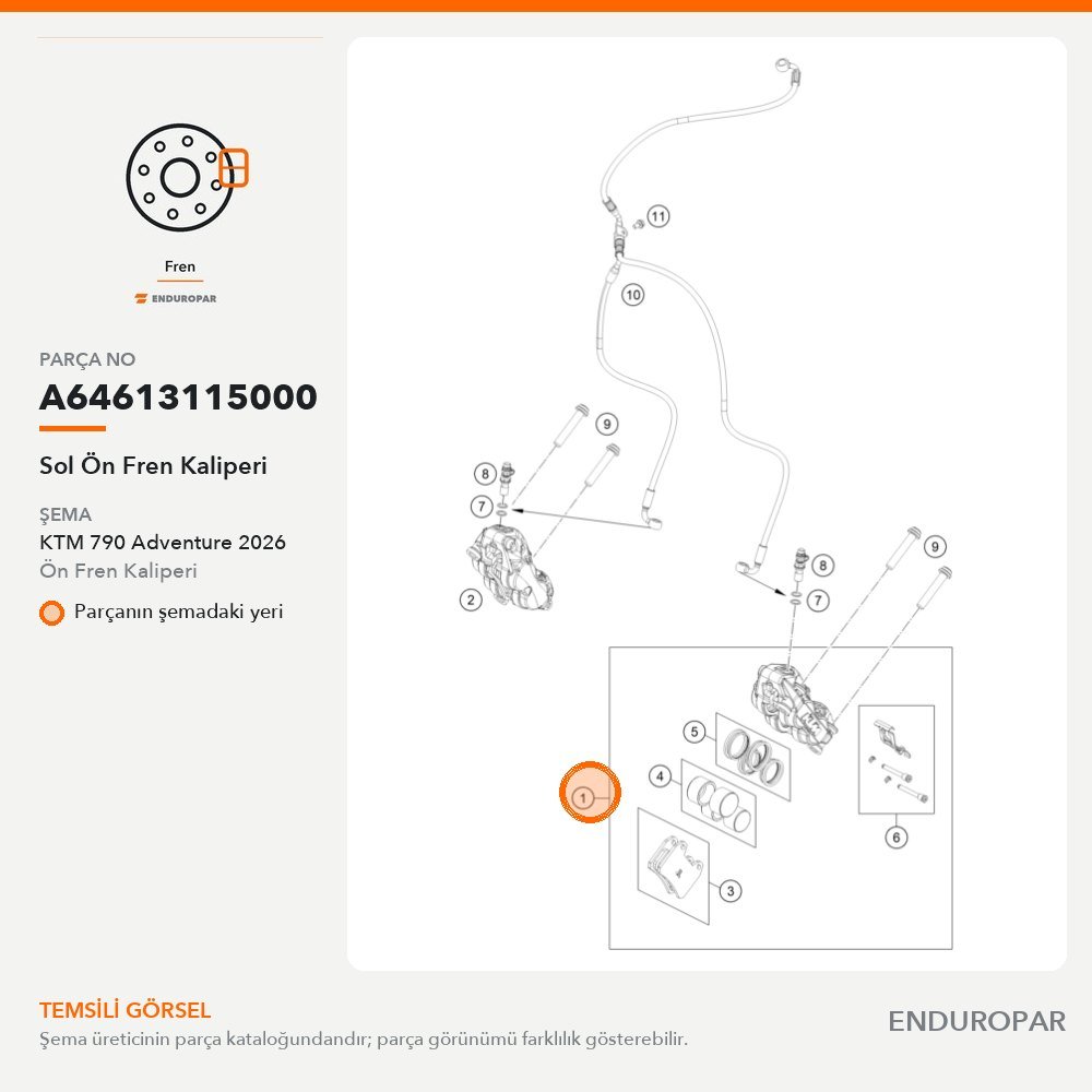 Sol Ön Fren Kaliperi A64613115000 parça şeması