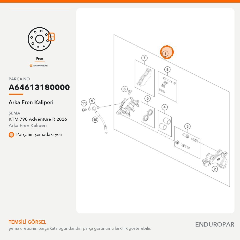 Arka Fren Kaliperi A64613180000 parça şeması