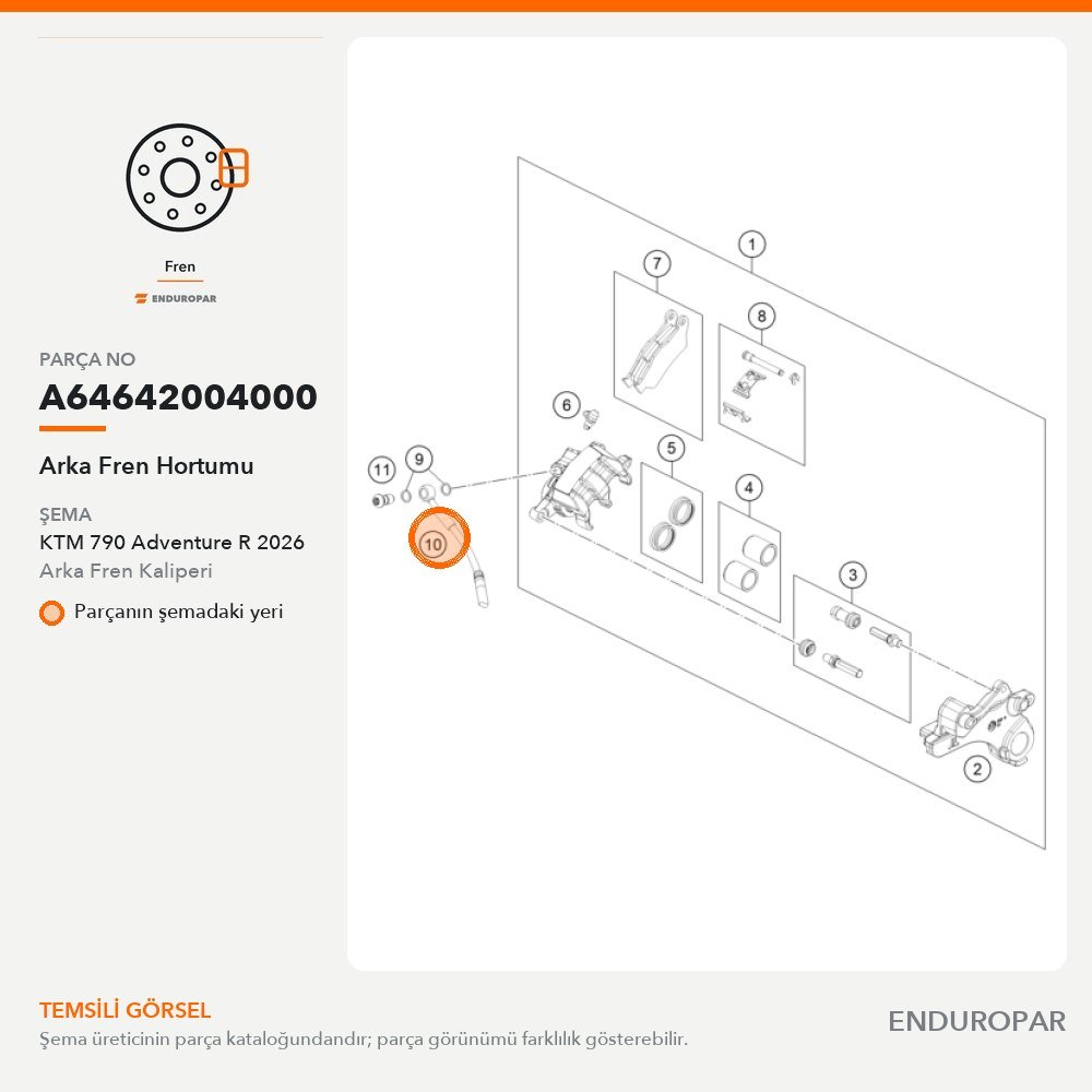 Arka Fren Hortumu A64642004000 parça şeması