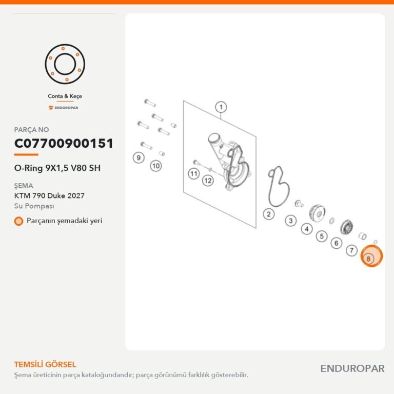 O-Ring 9X1,5 V80 SH C07700900151 parça şeması