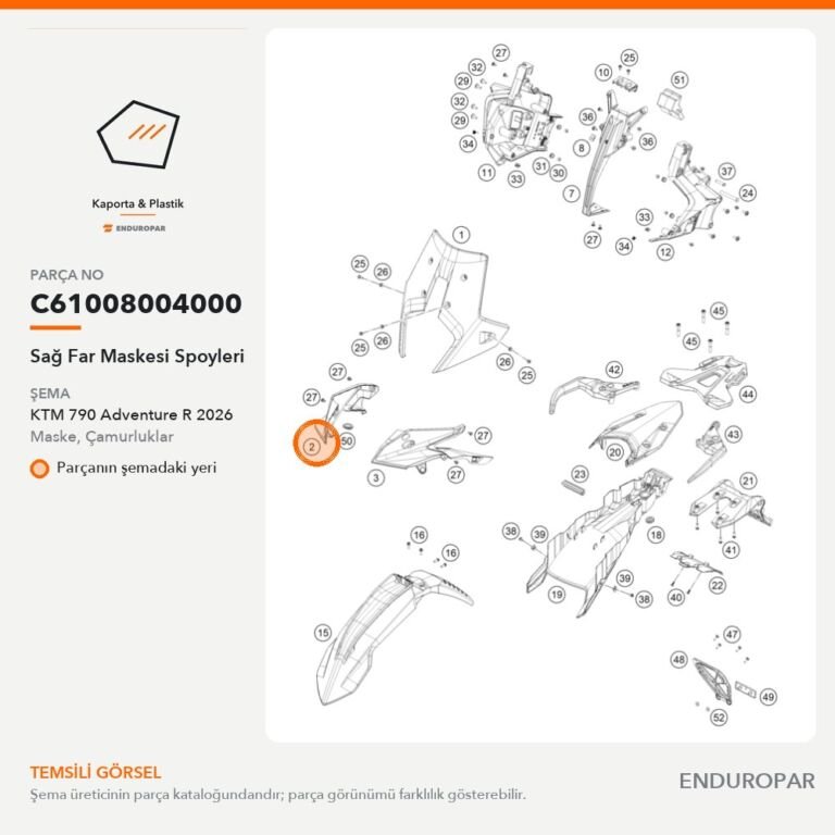 Sağ Far Maskesi Spoyleri C61008004000 parça şeması