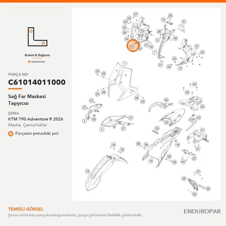 Sağ Far Maskesi Taşıyıcısı C61014011000 parça şeması